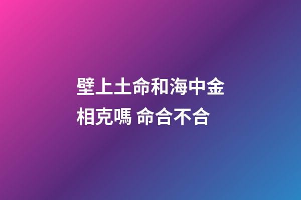 壁上土命和海中金相克嗎 命合不合